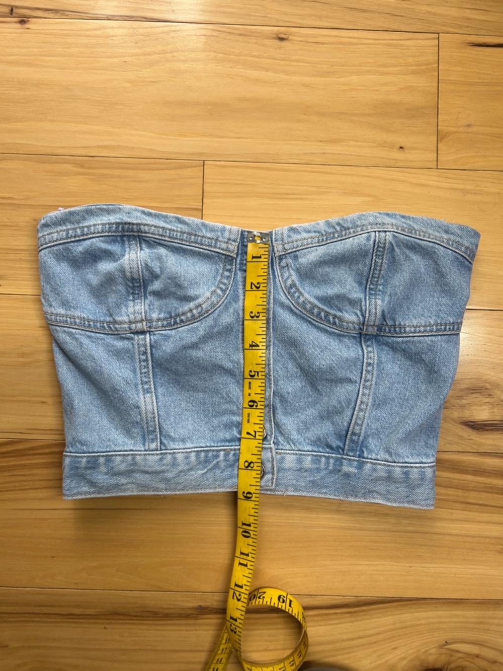 Zara Blue Denim Corset Style Strapless Top | Size Medium - Picture 4 of 7